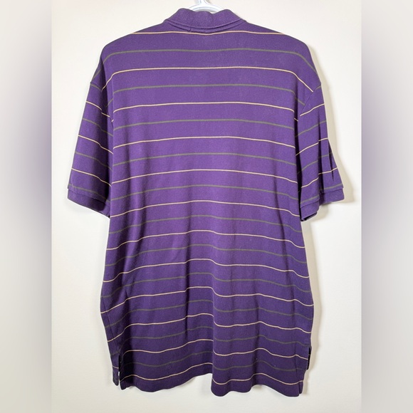 Polo Ralph Lauren Striped Short Sleeve Cotton Polo Shirt Purple Large - Picture 2 of 6